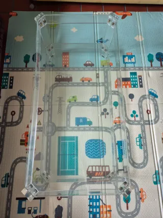 Mesa centro metacrilato y cristal 47x90x40