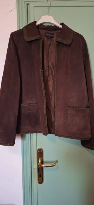 Giacchino pelle marrone ricamato