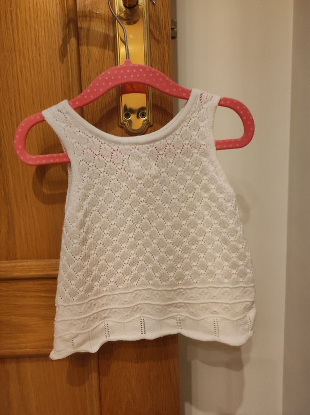 Camiseta punto blanca tirante c&a niña 6-9m
