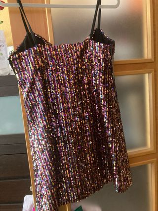 Vestido Zara lentejuelas fiesta multicolor