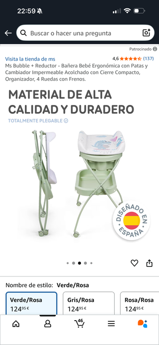 Bañera y cambiador bebé Ms Bubble