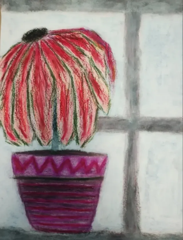 Cuadro lámina pintura. Maceta flor ARTENERY