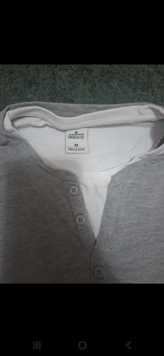 Camiseta gris manga larga hombre
