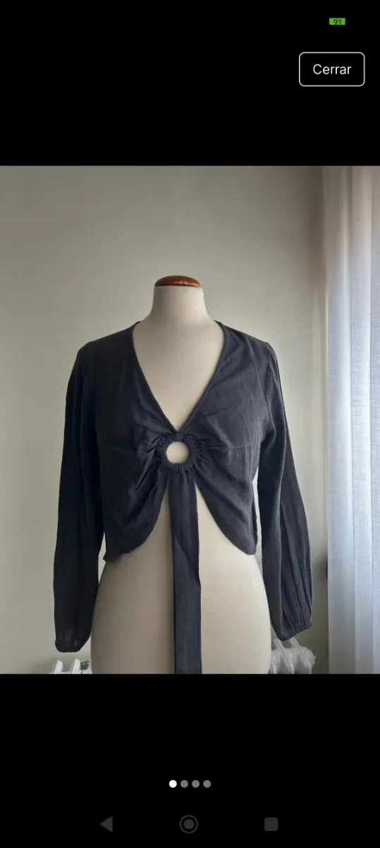 Camisa gris manga larga con anilla