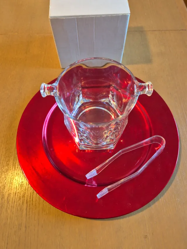 Secchiello porta ghiaccio vetro con pinze