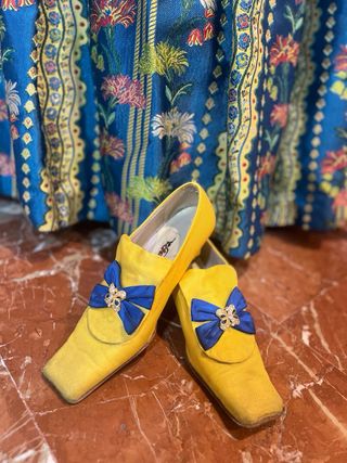 Traje de Fallera S.XVIII Azul y Amarillo