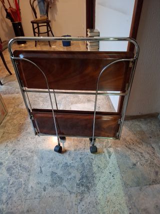 Mesita camarera plegable madera y metal