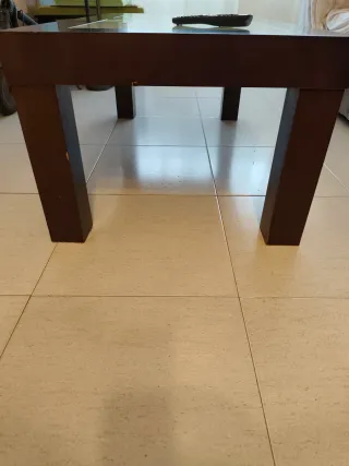 Mesa elevable salón/comedor madera y cristal