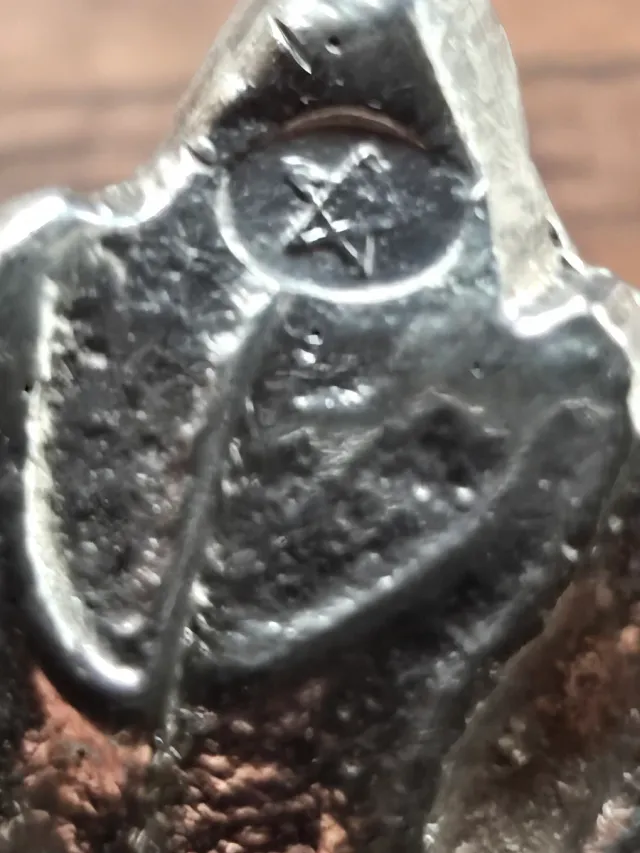 Cuchara de plata con diseño de hoja.Plata pura.