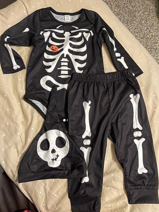 Completo scheletro neonato Halloween 9-12 mesi