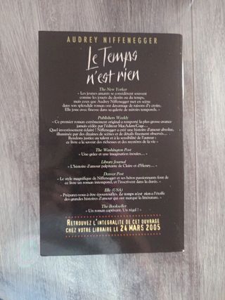 Le temps n'est rien Audrey Niffenegger