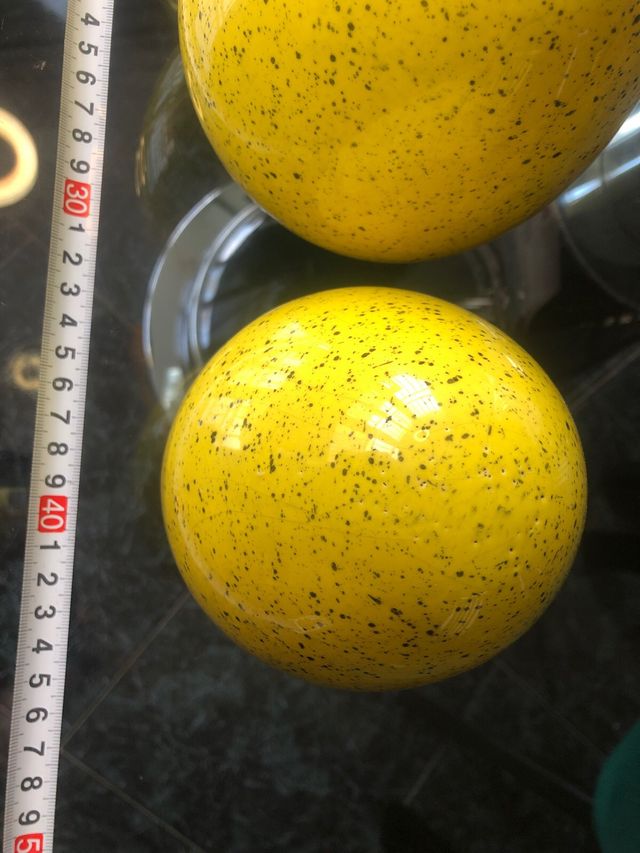 3 Huevos Decorativos Cerámica Amarillos