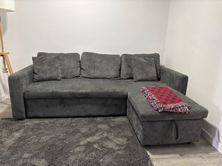 Sofá chaise longue gris tela