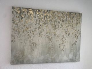 Cuadro decorativo hojas doradas