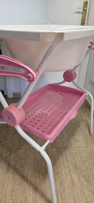 Bañera y cambiador bebé estrellas rosa