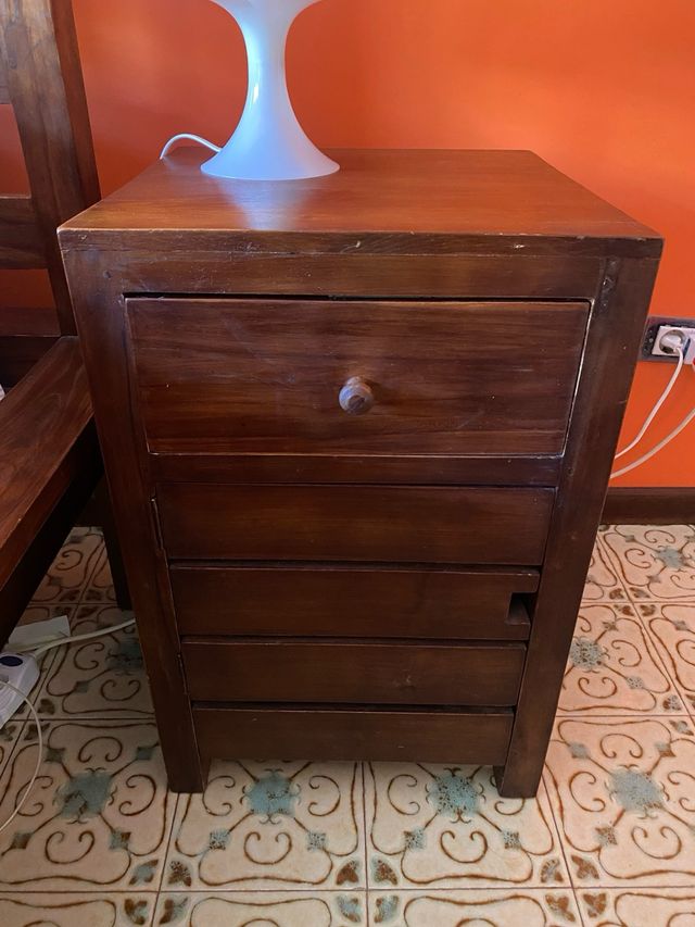 Letto matrimoniale teak etnico comodini bali