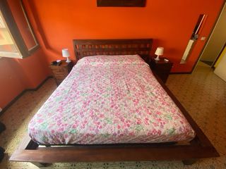 Letto matrimoniale teak etnico comodini bali