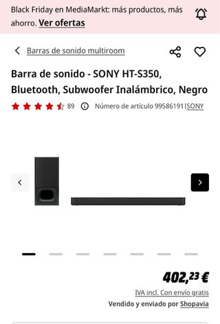 SONY Barra Sonido HT-S350 320W NUEVA !!! sin abrir
