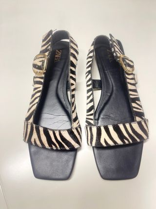 Sandalias Zara Animal Print Piel
