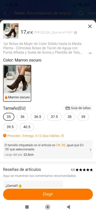 Botas de tacón marrones Talla 35