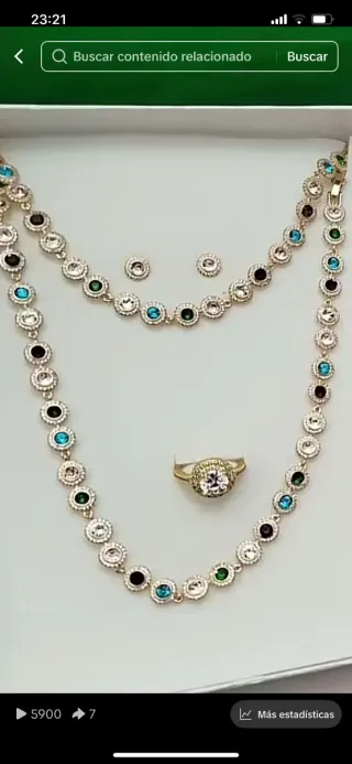 Conjunto Swarovski Dorado Multicolor