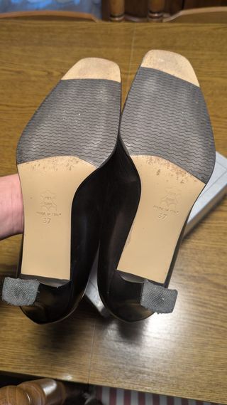 Scarpe tacco 6cm vero cuoio nero Tg 37