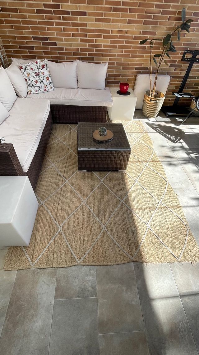 Alfombra de Yute Beige y Marrón