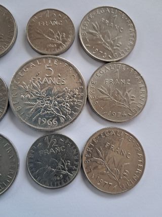 Lote de 9 monedas antiguas la grande es plata