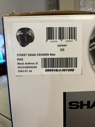 Casco Shark Street Drak Crower Mat Negro talla XS