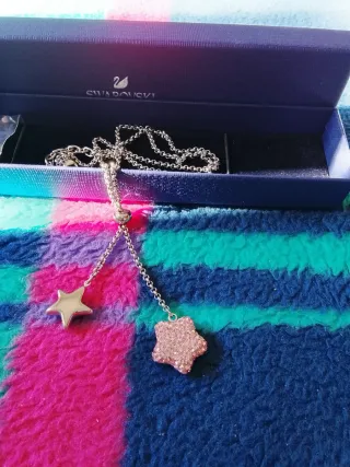 Colgante Swarovski Estrellas Rosa y Plata