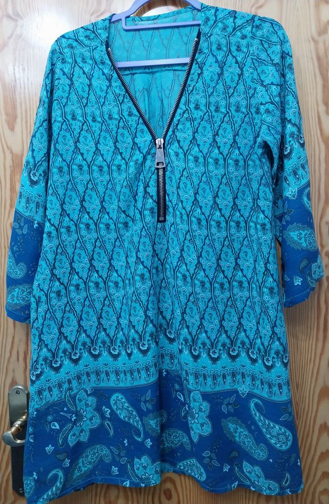 Túnica/Vestido estampado cremallera talla como XL.