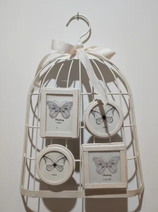 Portafotos decorativo forma d jaula.mide 35cm