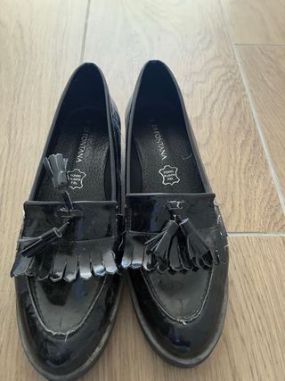 Mocasines charol negros mujer
