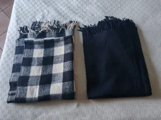 Set 2 Maxi Sciarpe a Quadri e Nere