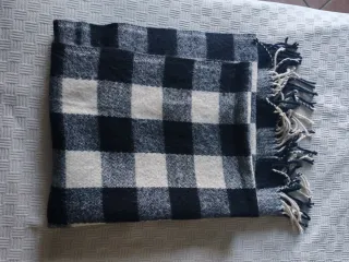 Set 2 Maxi Sciarpe a Quadri e Nere