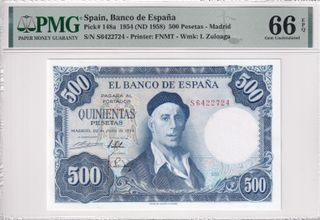 Billete 500 Pesetas 1954 PMG 66 EPQ