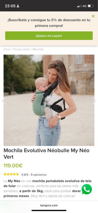 Mochila portabebés recién nacido