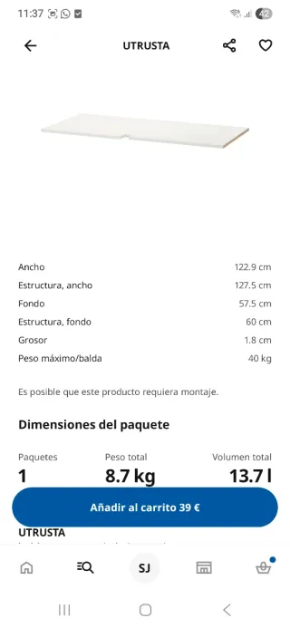 Balda UTRUSTA Ikea mueble esquinero