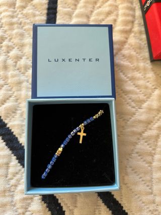 Pulsera Luxenter Cruz Dorada Azul