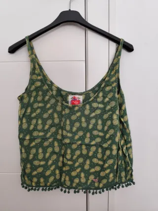 Camiseta tirantes piñas verde y amarillo