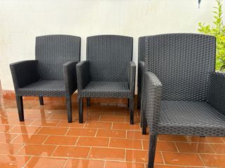 4 sedie da terrazza in rattan nero