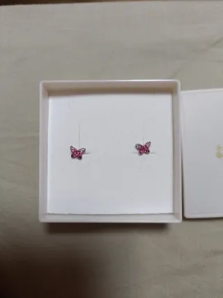 Pendientes infantiles plateados y rosas