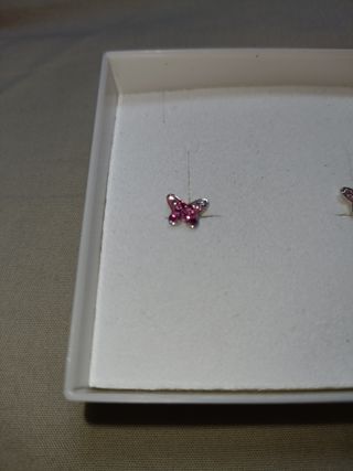 Pendientes infantiles plateados y rosas