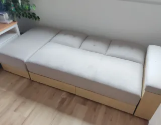 Sofá Cama Chaise Longue Gris y Madera