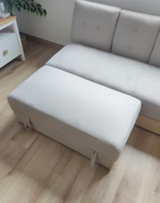 Sofá Cama Chaise Longue Gris y Madera