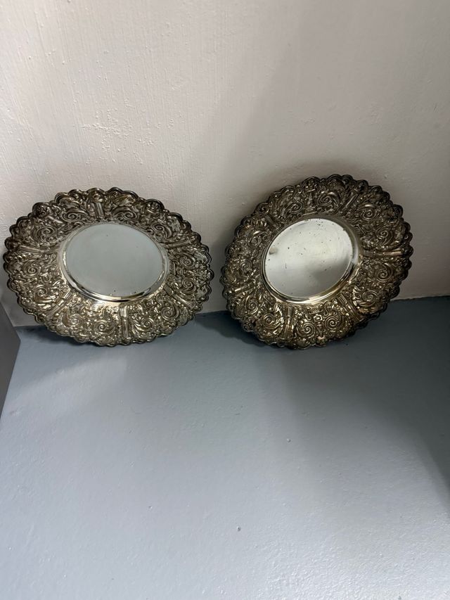 2 vassoi metallici argentati