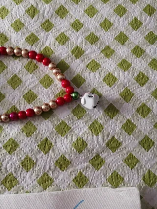 Collare perle gatto rosso e oro