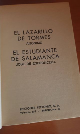 El Lazarillo de Tormes anónimo. El Estudiante d...