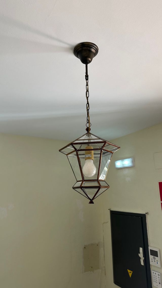 Lámpara colgante vintage cristal y metal