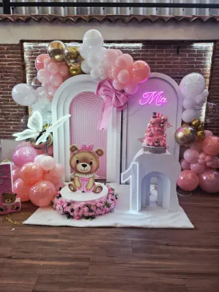 Decoración Fiesta Oso y Flores